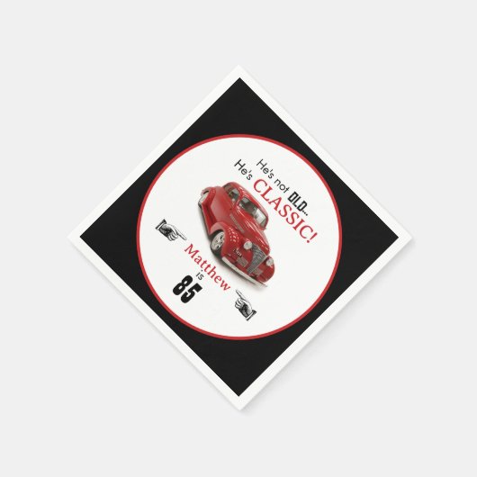 85誕生日古くはないが赤いクラシック1939クーペ スタンダードカクテルナプキン (角)