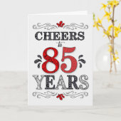 85誕生日応援の赤い白の黒いパターン カード (黄色い花)