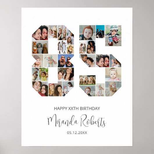 85誕生日番号85カスタムフォトコラージュ ポスター (正面)