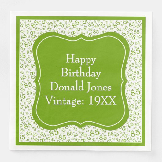 85誕生日緑/白ブラケット番号パターン (正面)
