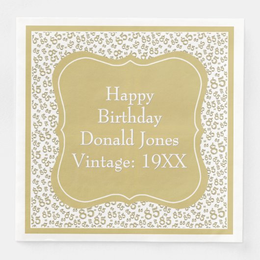 85誕生日金ゴールド/ホワイトブラケット番号パターン (正面)