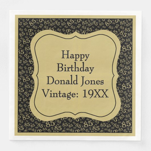 85誕生日金ゴールド/黒ブラケット番号パターン (正面)