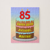 85誕生日:おもしろいケーキとキャンドル+名前をカスタムする ジグソーパズル (縦)
