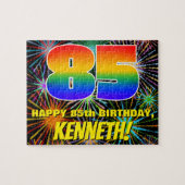 85誕生日:おもしろい、お祝カラフルい花火 ジグソーパズル (横)