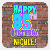 85誕生日-おもしろい、アーバングラフィティインスパイアルック スクエアシール (正面)