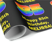 85誕生日:おもしろい、カラフルレインボーインスパイア# 85 ラッピングペーパー (ロールコーナー)