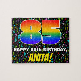 85誕生日—おもしろい、カラフル音楽シンボル、85」 ジグソーパズル