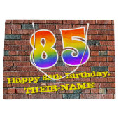 85誕生日:おもしろい、グラフィティインスパイアレインボーー# 85 ラージペーパーバッグ (正面)