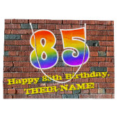 85誕生日:おもしろい、グラフィティインスパイアレインボーー# 85 ラージペーパーバッグ (裏面)