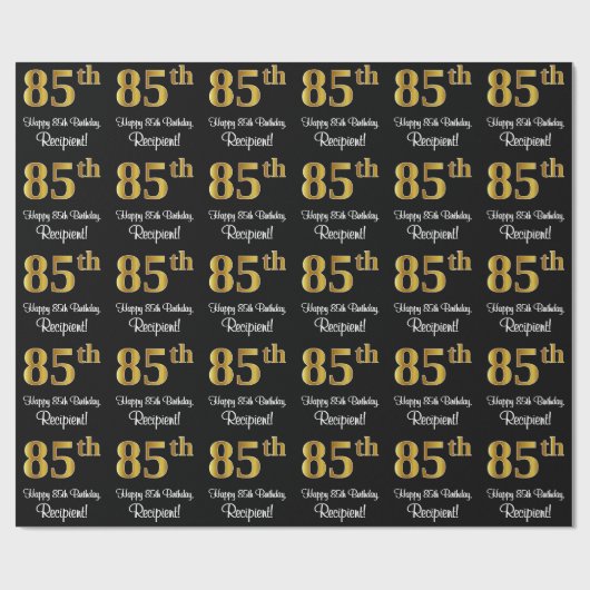 85誕生日:エレガント豪華なフェイク金ゴールドルック# ラッピングペーパー (フラット)