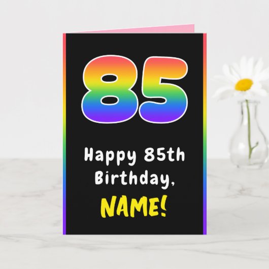 85誕生日:カラフルレインボー# 85,名前をカスタムする カード (小さな植物)