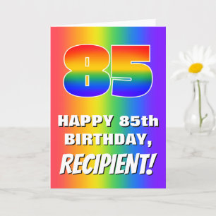 85誕生日: カラフル、おもしろいレインボーパターン# 85 カード