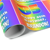 85誕生日: カラフル、おもしろいレインボーパターン# 85 ラッピングペーパー (ロールコーナー)