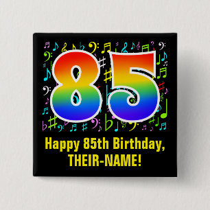 85誕生日:カラフルMusic Symbols, Rainbow 85 缶バッジ