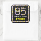 85誕生日:フローラ花数名前をカスタムする スクエアシール (バッグ)