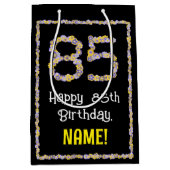 85誕生日:フローラ花数名前をカスタムする ミディアムペーパーバッグ (正面)