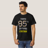 85誕生日:フローラ花数"85" +名前 Tシャツ (正面フル)