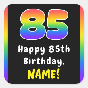 85誕生日:レインボースペクトル# 85、名前をカスタムする スクエアシール