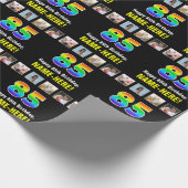 85誕生日:レインボー「85」、写真カスタムと名前 ラッピングペーパー (角)