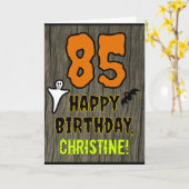 85誕生日:不気味ハロウィーンテーマ、名前をカスタムする カード (黄色い花)