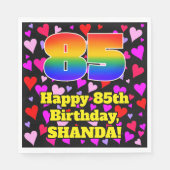 85誕生日：愛するハートパターン、虹# 85 スタンダードランチョンナプキン (正面)