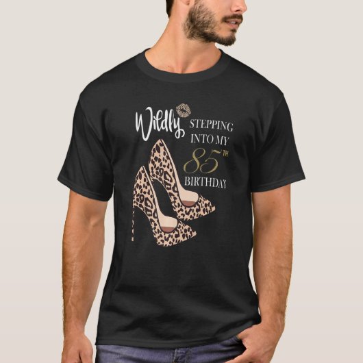 85誕生日Leopard Print Cheetにステップイン Tシャツ (正面)