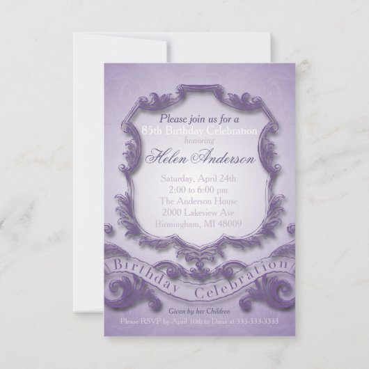 85誕生祝いヴィンテージフレーム招待状 招待状 (裏面)