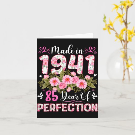 85 Year Old Made In 1941 Floral 85th Birthday Wome カード (黄色い花)