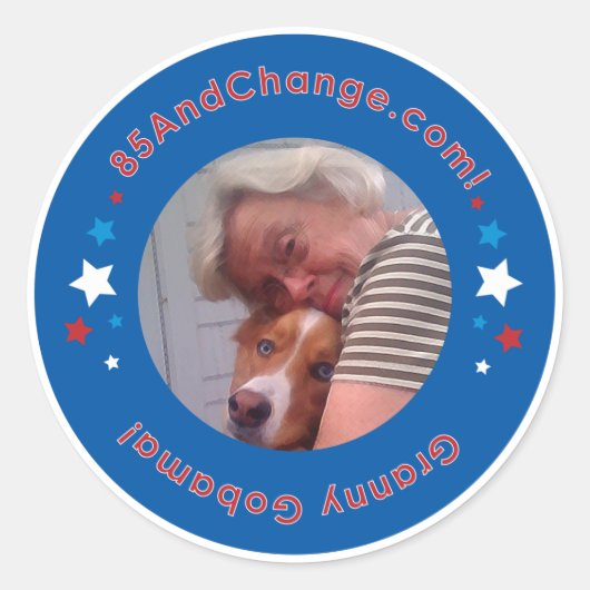 85AndChange_GrannyGobama_Sticker ラウンドシール (正面)