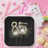 85thバースデーパーティースパーカーズオンブラック ペーパープレート (パーティー)