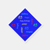 85thバースデーパーティー繰り返し名前ブルー紙 スタンダードカクテルナプキン (角)