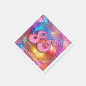 85thバースデーパーティー金ゴールドピンクグリッターディスコボール スタンダードカクテルナプキン (角)