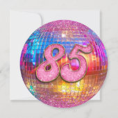 85thバースデーパーティー金ゴールドピンクグリッターディスコボール 招待状 (裏面)