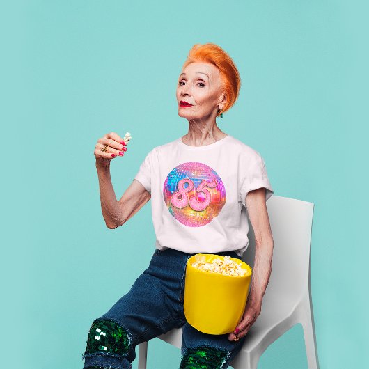 85thバースデーパーティー金ゴールドピンクグリッターディスコボール tシャツ