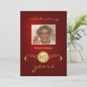 85th誕生会の写真の招待状-赤 招待状 (スタンド正面)