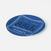 85th誕生会レトロフレームの青書のプレート ペーパープレート (アングル)