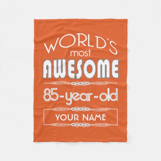 85th誕生日の世界の最も最高のですばらしい炎のオレンジ フリースブランケット (正面)