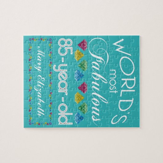 85th誕生日ほとんどのすばらしくカラフルな宝石のターコイズ ジグソーパズル (横)