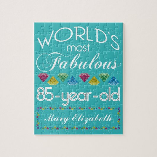 85th誕生日ほとんどのすばらしくカラフルな宝石のターコイズ ジグソーパズル (縦)