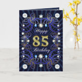 85th誕生日カードと宝石の塊 カード (黄色い花)