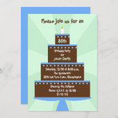85th誕生日パーティーの招待状を緑で飾る 招待状 (正面/裏面)