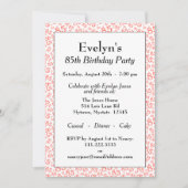 85th誕生日パーティーコーラルとホワイトナンバーパターン 招待状 (正面)
