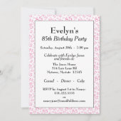 85th誕生日パーティーピンクと白のナンバーパターン 招待状 (正面)