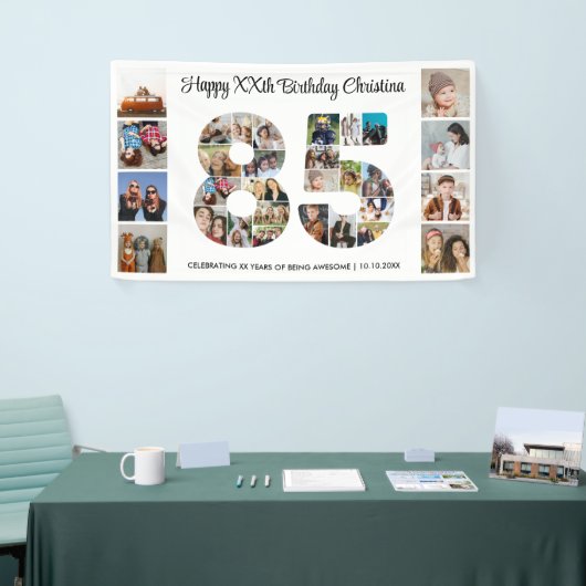 85th誕生日パーティー番号85フォトコラージュ 横断幕 (トレードショー)