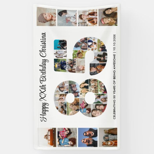 85th誕生日パーティー番号85フォトコラージュ 横断幕 (縦)