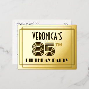 85th誕生日パーティー~アールデコスタイル"85" +名前 箔招待状ポストカード