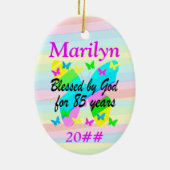 85TH誕生日恵みパーソナライズされたオーナメント セラミックオーナメント (裏面)