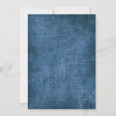 85th誕生日招待状ブルーリネン素朴応援 招待状 (裏面)