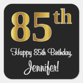 85th誕生日-エレガント豪華なフェイク金ゴールドルック# スクエアシール (正面)