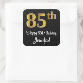 85th誕生日-エレガント豪華なフェイク金ゴールドルック# スクエアシール (バッグ)